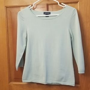 Ann Taylor aqua silk blend 3/4 sleeve sweater